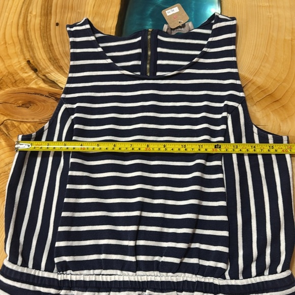 LOFT Navy Blue and White Casual Sleeveless Sundress - Picture 5 of 5